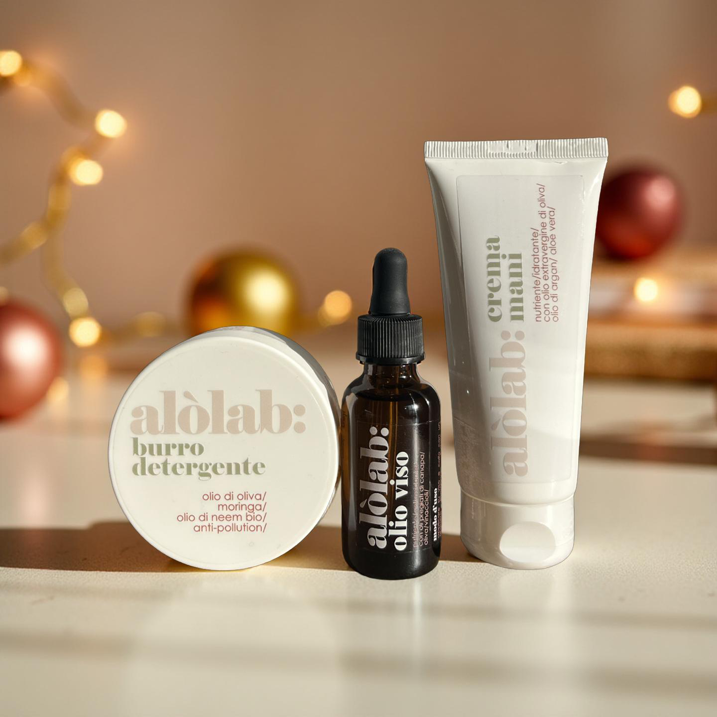 Night Reset: burro detergente + olio viso + crema mani